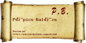 Pápics Balázs névjegykártya