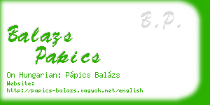 balazs papics business card